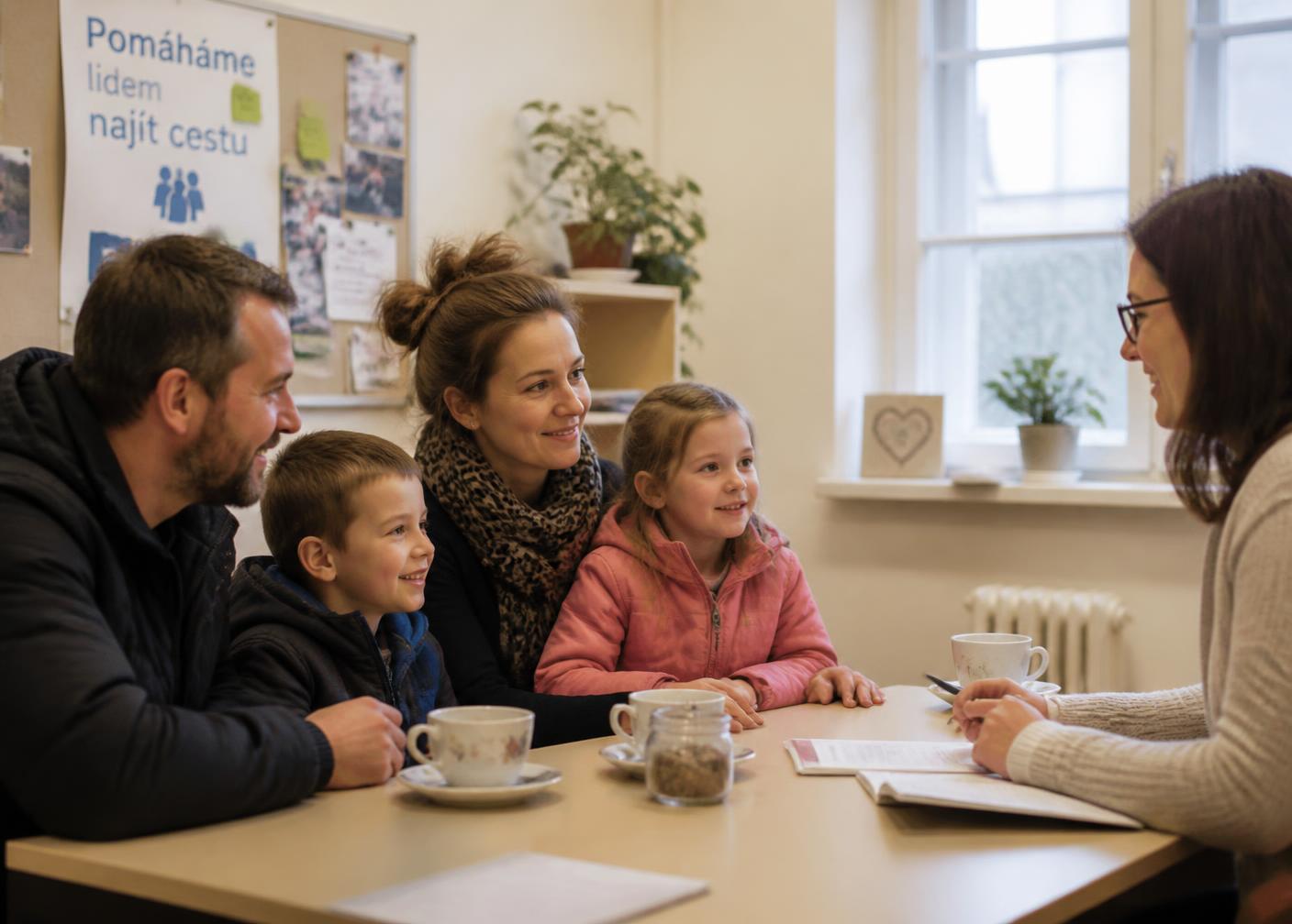 A family meeting a Smile social support coordinator in Kladno